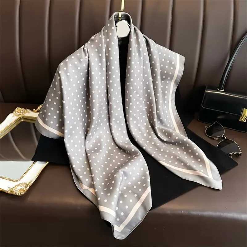 90cm Polka Dot Pattern Scarf for Wen Spring Summer Thin Imitation Silk Twill Scarf for Fashionab and Versati Tuan ShawlW251027