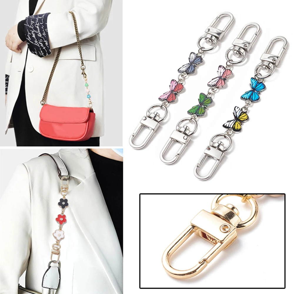 Bag Strap Extender Chain Flower Butterfly Pearl Pattern Handbag Shoulder Bag Extension Strap DIY Convert Crossbody Bag Accessory 251021