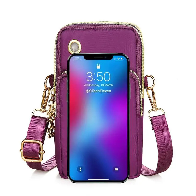 7 Color Mobile Phone Crossbody Bags for Women Fashion Women Shoulder Bag Cell Phone Pouch With Headphone Plug 3 Layer Wallet 251027