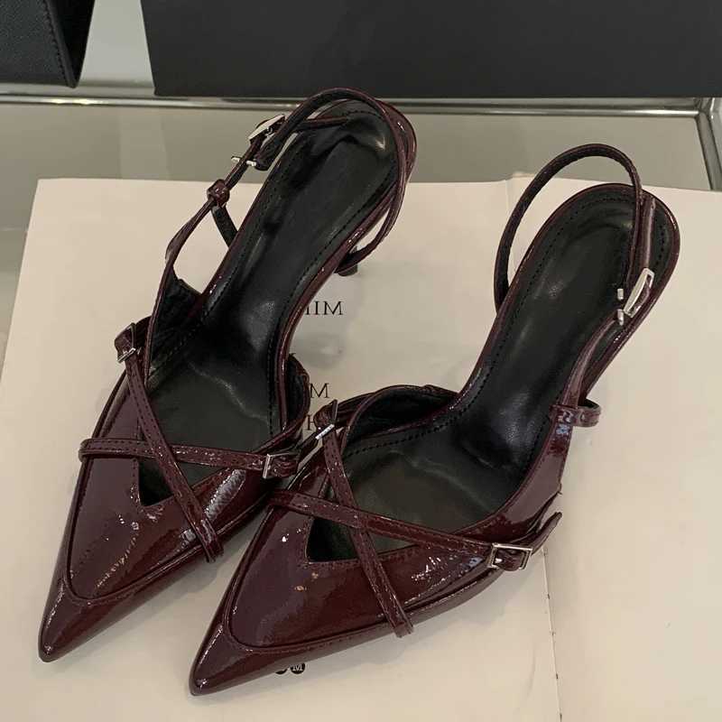 Brand Womens Shoes Street Style Sexy Buckle Strap Women Pumps Elegant Pointed Toe Thin High Heels Banquet Party Slingback ShoesXJ251027