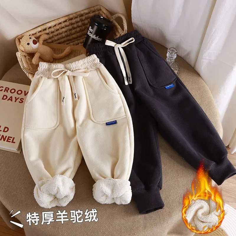 26Y New Boys Winter Thick Sweatpants for Girls Casual Pants Boy Student Loose Sports Pants Baby Pockets Kids TrousersT251027