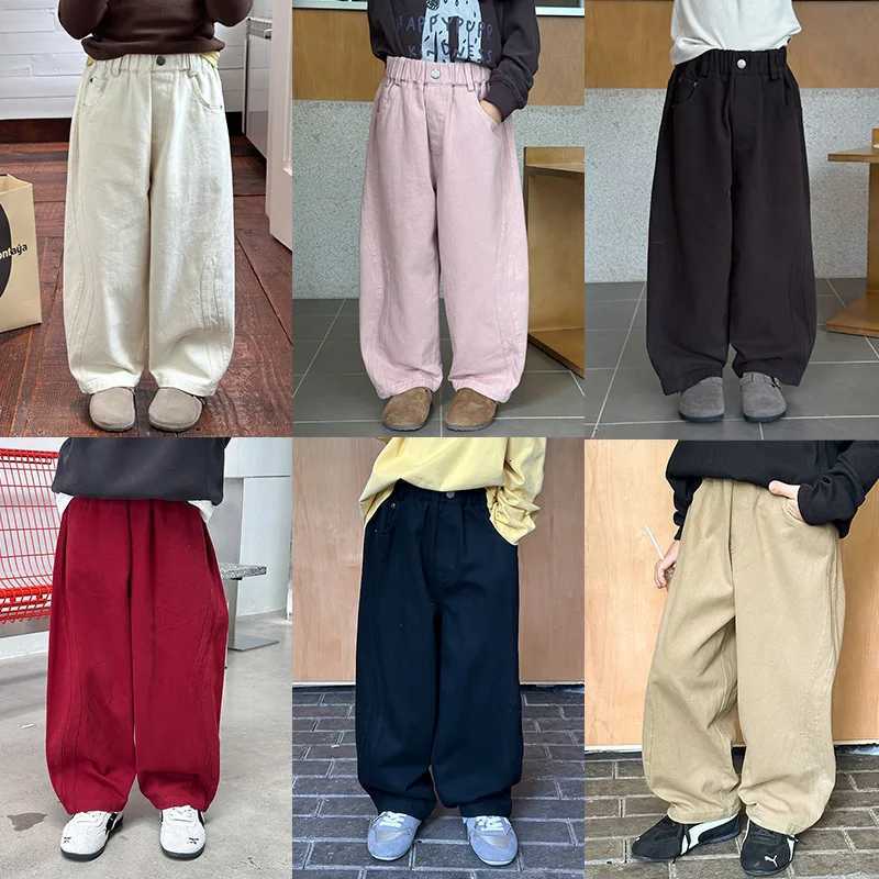 Girl Pants 2025 Autumn New Childrens Clothing Korean Style Girl Baby Fashion Design Sense Solid Color Straight Leg PantsT251027