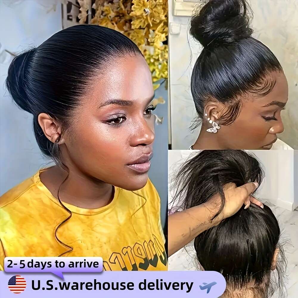 Women's Brazilian Human Black, High Density 200% Pre-Plucked Hairline Bleached Baby Hair, Breathable Lightweight Free Parting Brown/Blonde/Black 