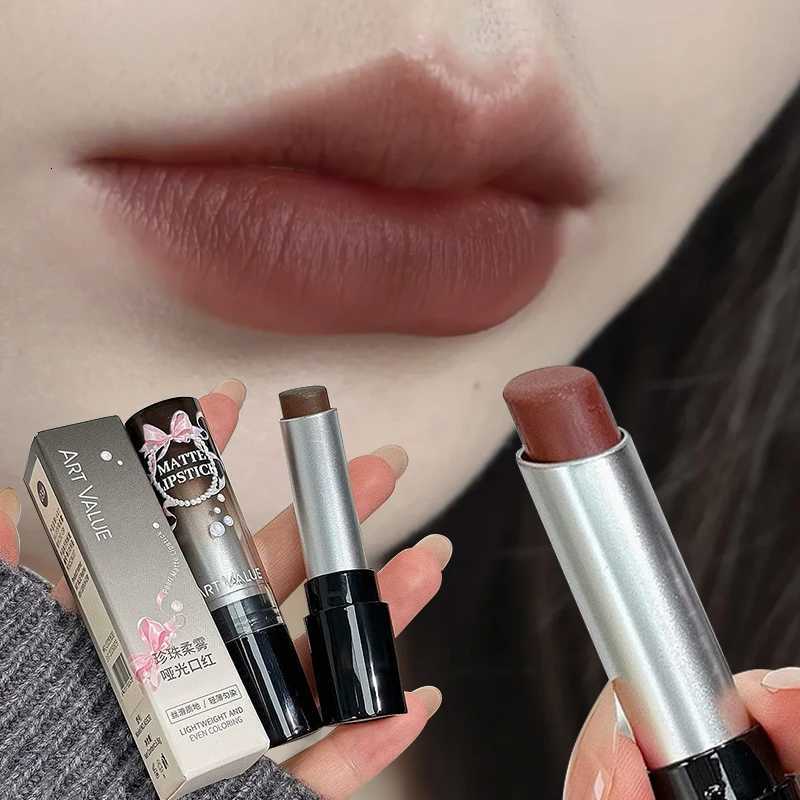 6 Color Pearl Matte Velvet Lipstick NonStick Cup LongLasting Soft Mist Brown Lipstick Brighten Skin Tone Lip Makeup Cosmetic W251027