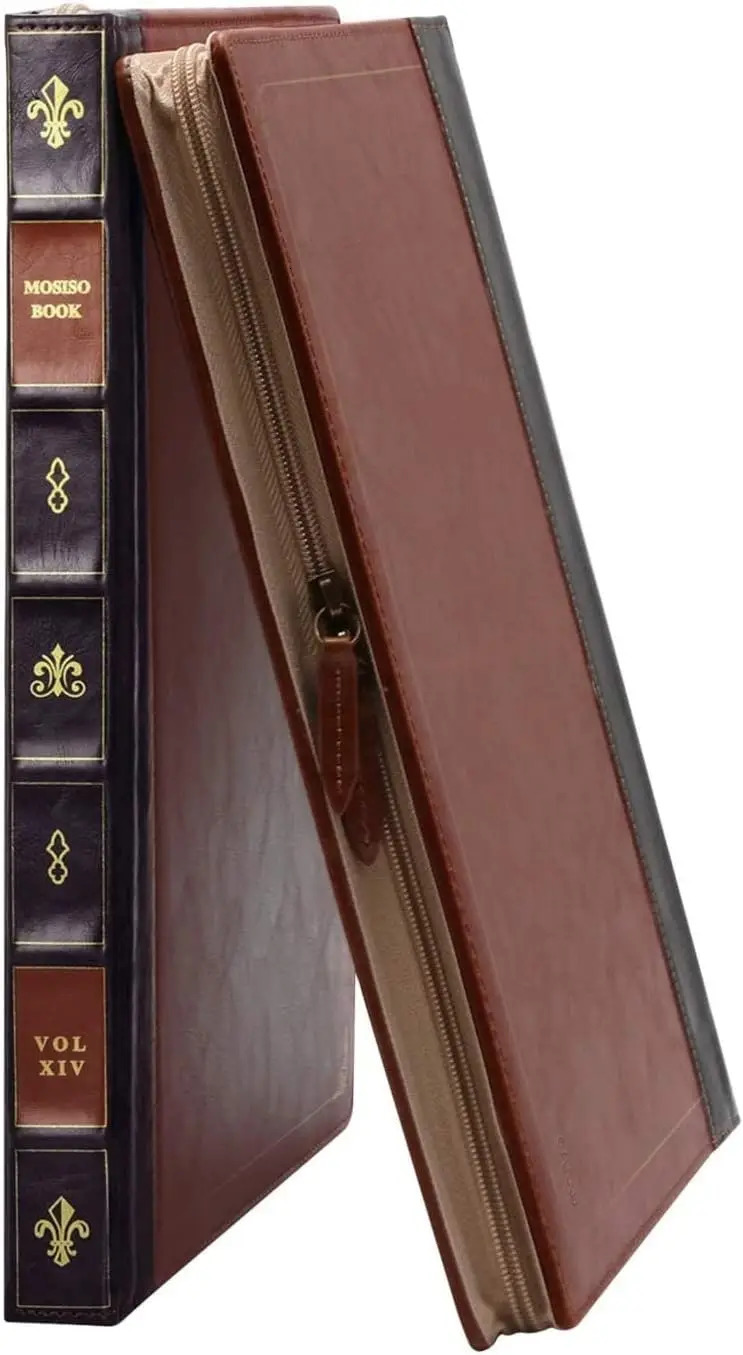 MOSISO Laptop Sleeve Case for Air 13 inch A3240 A3113 A2681 Air 15 Pro 14 Pro16 PU Leather Vintage Portfolio Cover Brown 251027