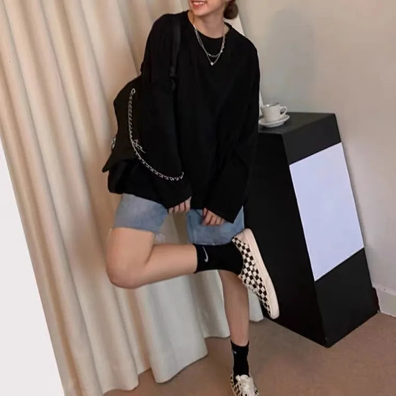 Spring Autumn Loose Long Sve Basic Sle Womens Tirt Faionable Casual round Ne Top Polyester Spandex Blend 251027