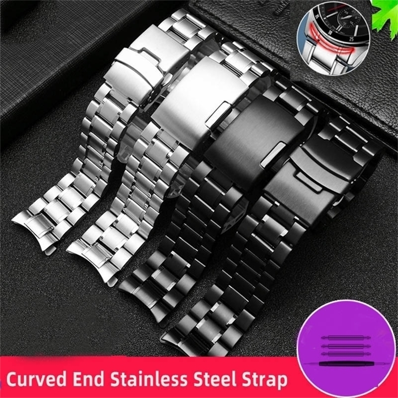 For Seiko Curved End Stainless Steel Strap Men 20mm 22mm High Quality Metal Watchband Watch Chain Bracelet 251027w