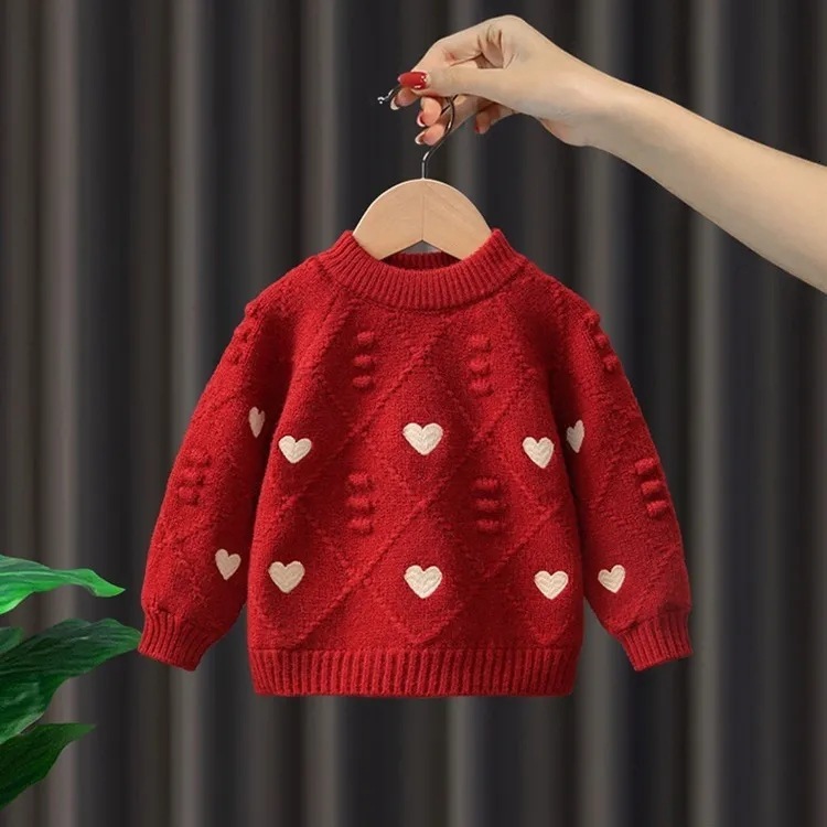 New designer sweater, fashionable children's top, women's baby winter thick knitted bottom sweater