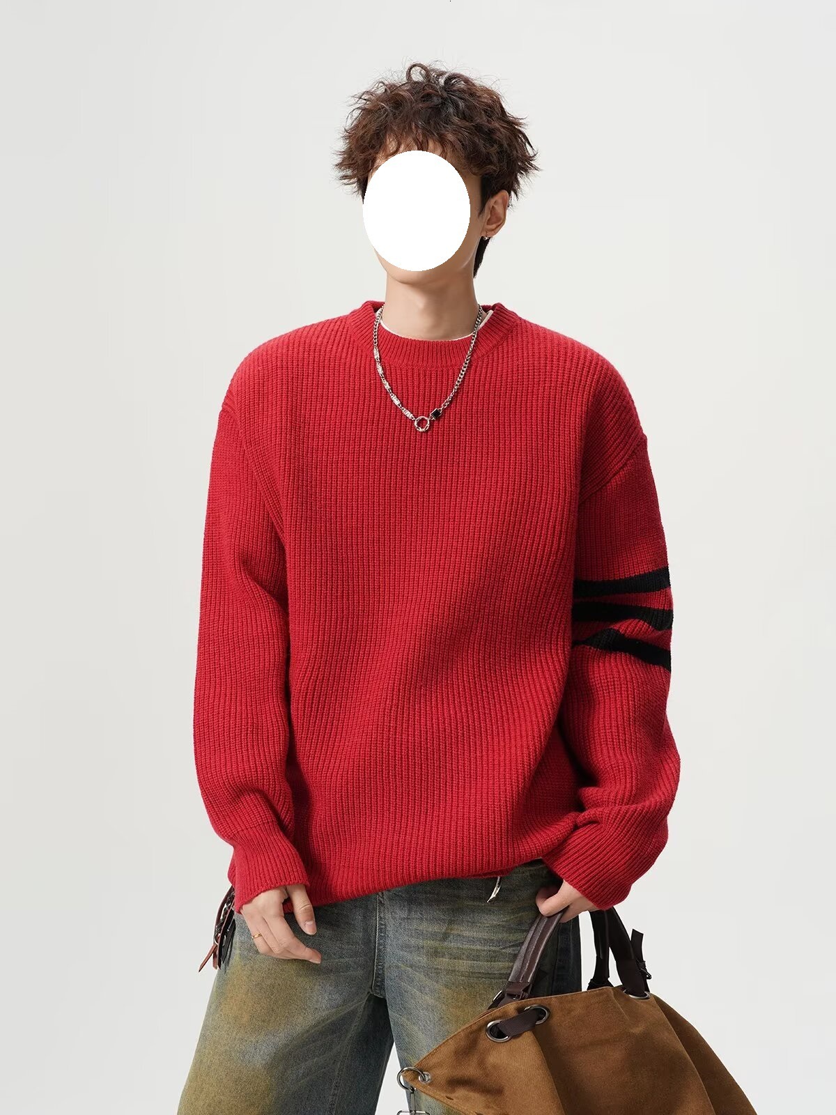 Round Neck Designer Sweater Sweater Men Autumn Winter Trendy Brand Solid Color Long Sleeve Base Shirt Casual Korean Style Inner Wear Knitted Men'