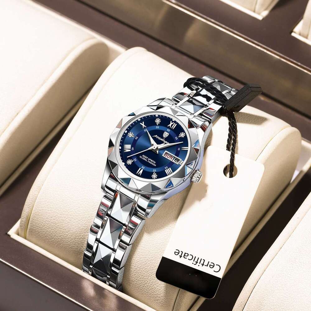 Swiss Brand New Women's Waterproof Dual Calendar Luminous Quartz Watch Live