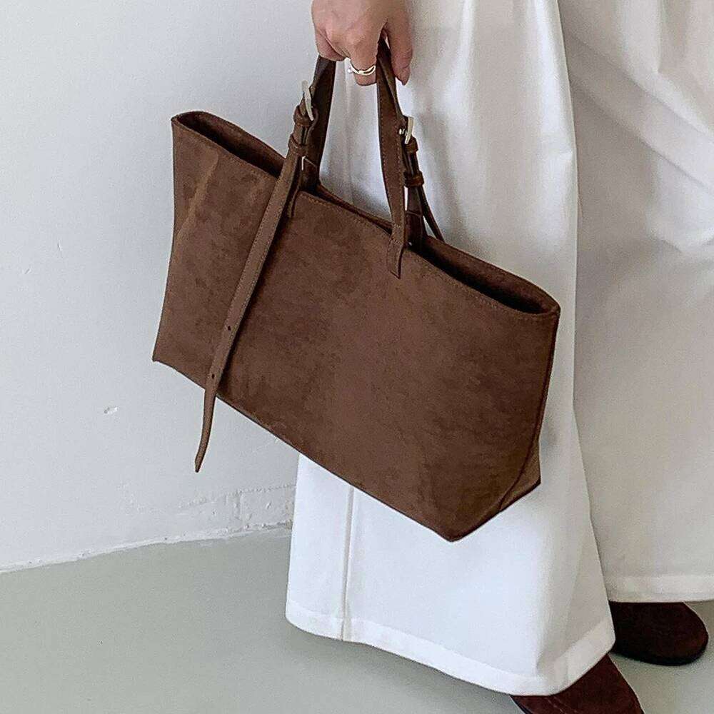 Designer Luxury Retro Faux Suede Tote Bag Large Capacity Shoulder Bags For Women Matte Texture Designer Handbags And Purses Shopper