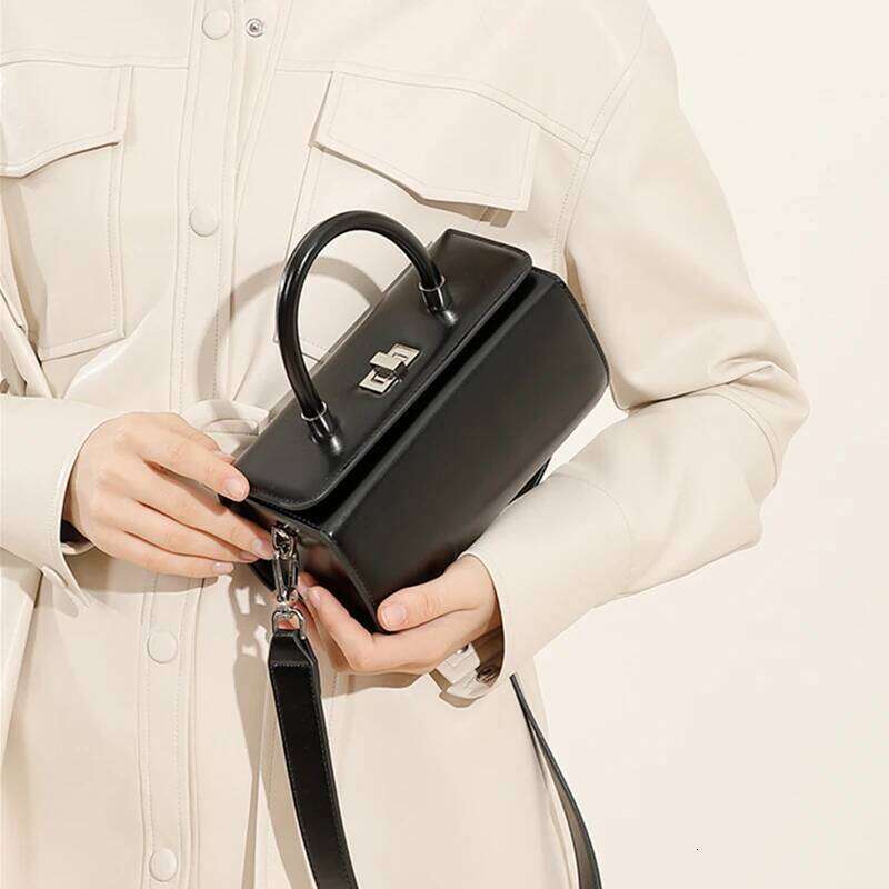 Burminsa Chic Genuine Leather Handbags For Women 2025 Designer Doctor Box Purse Top Handle Ladies Shoulder Crossbody Bags