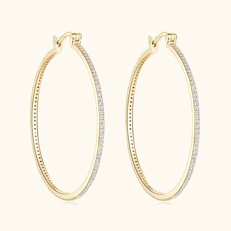 Wedding Valentine Jewelry Gifts 100 Moissanite Diamond Earrings 925 Sterling Silver 40mm Circle Big Hoop Earrings for Women