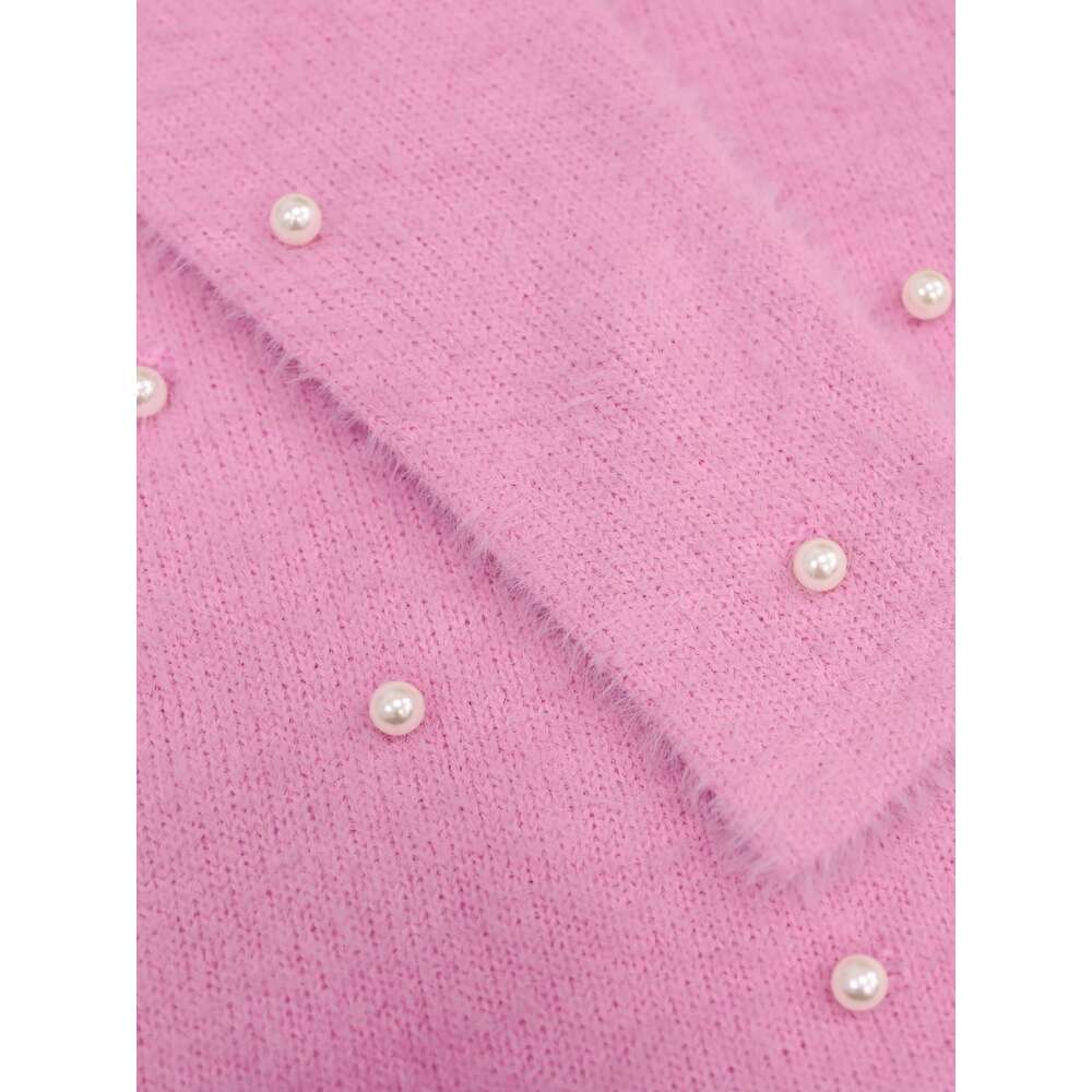 Women's Elegant Off-Shoulder Long Sleeve Beaded Top - Embellished Slim Fit Blouse, Soft Pink Solid Color For Spring/Fall, Versatile Casual To For