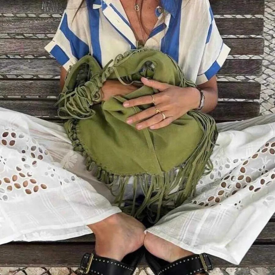 Vintage Suede Hobos Women Shoulder Bags Bohemian Tassel Handbags Large Capacity Tote Bag Autumn and Winter Big Shopper Purses 251027