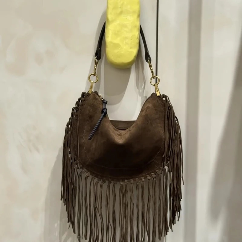 Bohemian Style Shoulder Bag Women 2025 Trend High Quality Faux Suede Tassel Tote Bag Large Capacity Fashion er Female Bags 251027