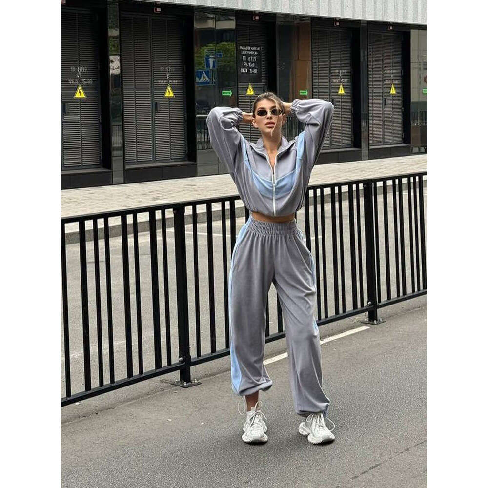 2025 Fashion Casual Sports Suit Zipper Cardigan Long Pants Two-Piece Set for Women