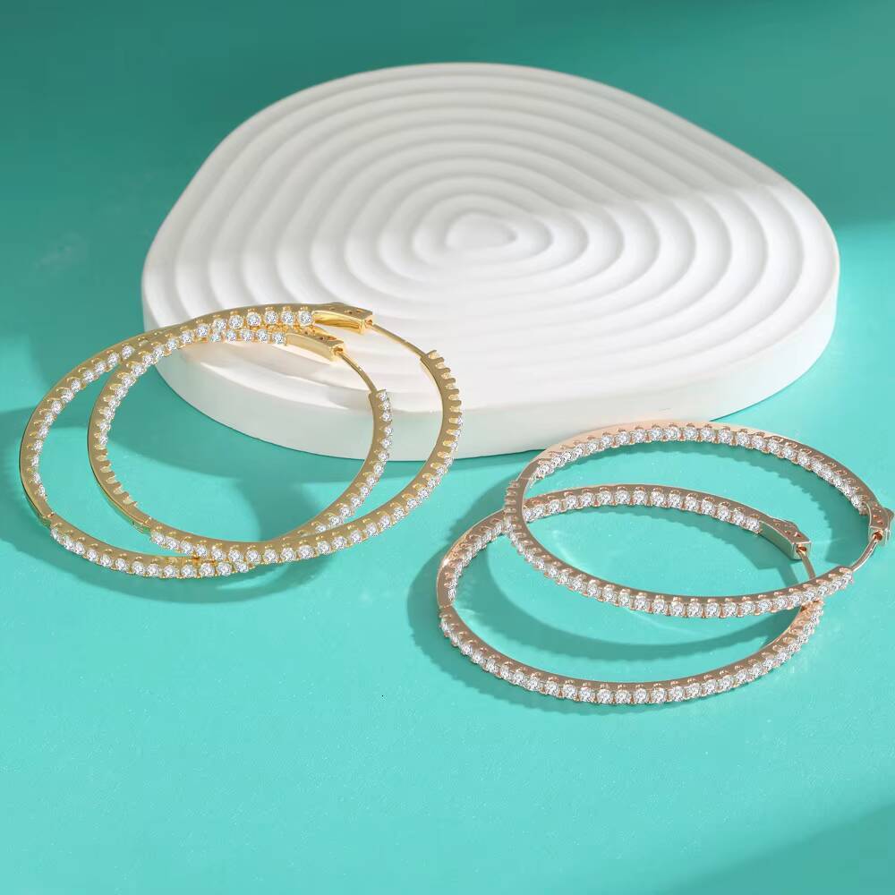 Fashion Women Moissanite Jewelry Earrings 925 Sterling Silver 12mm Big Moissanite Huggie Hoop Earrings for Women