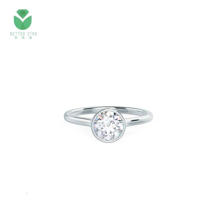 Custom Design Blue Color Round Shape Diamond Engagement Ring GIA IGI Certified HPHT Lab Diamond Rings Diamond Ring for Women