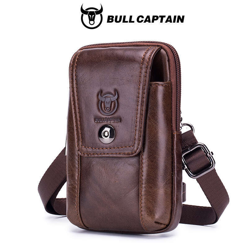 Captain Bull BULLCAPTAIN Men S Genuine Leather Single Shoulder Crossbody Inch Inch Belt Phone Waist Bag High Quality