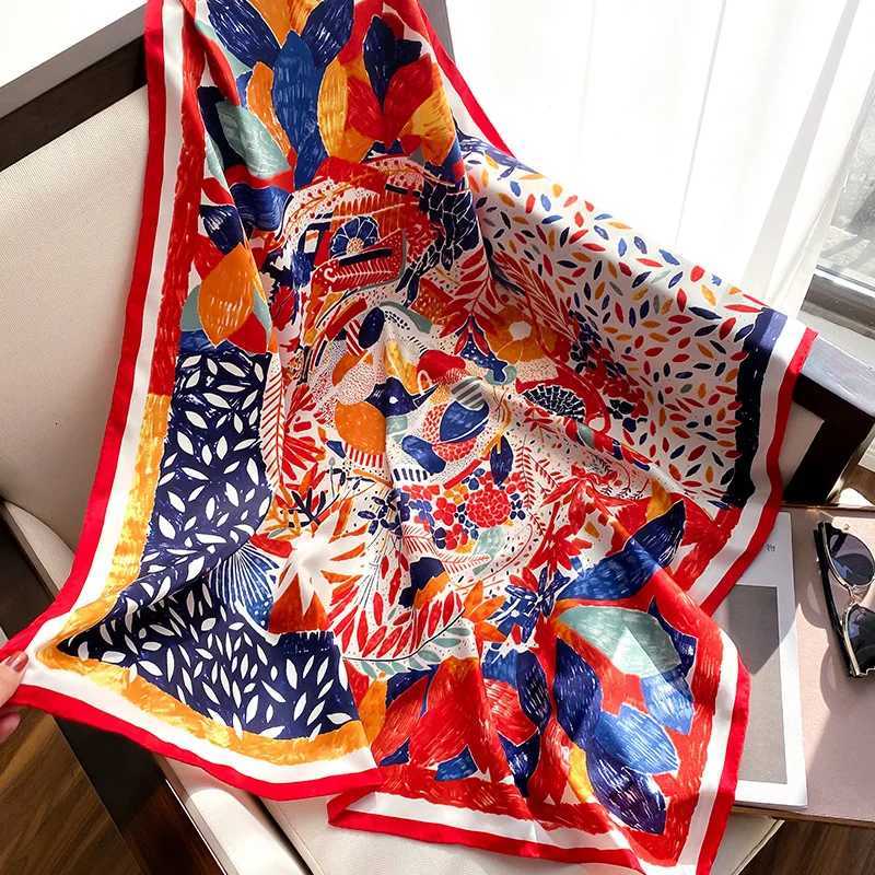 2023 Wen Brand Designer Scarf Fashion Oil Painting Aec Silk Scarves Square Small Handkerchi Neck Snood Bag Hijab 9090CmW251027