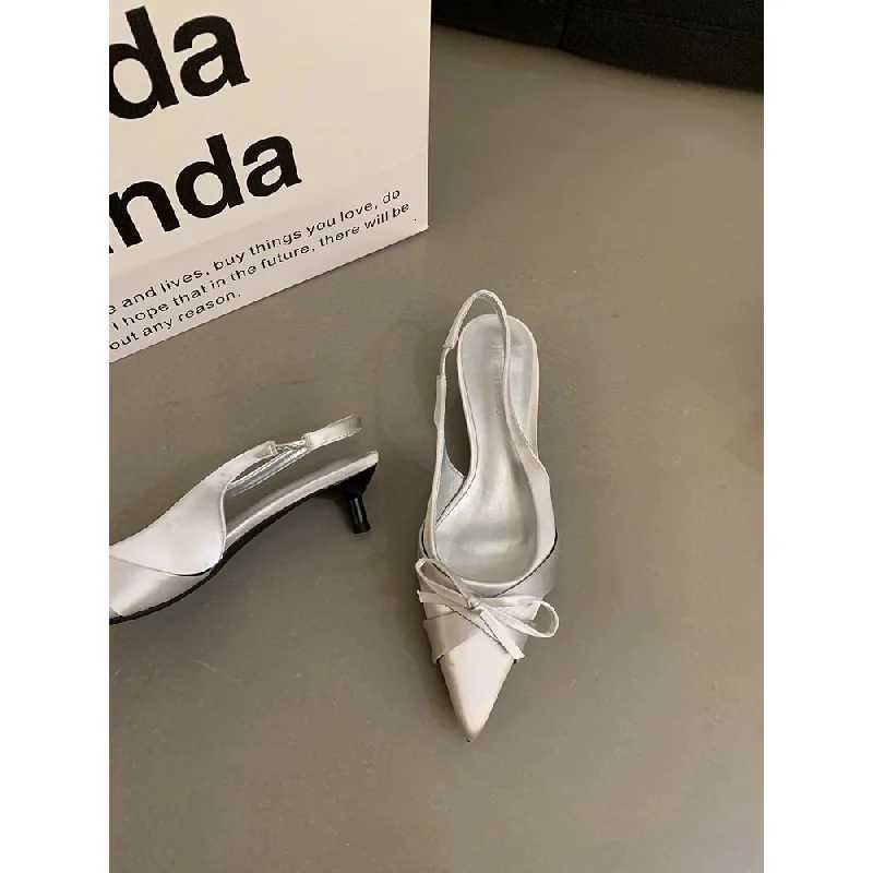 2025 Spring Summer French Style PointedToe Bowknot High Heels Elegant Party Shoes Office Work Pumps Versatile ComfortableXJ251027