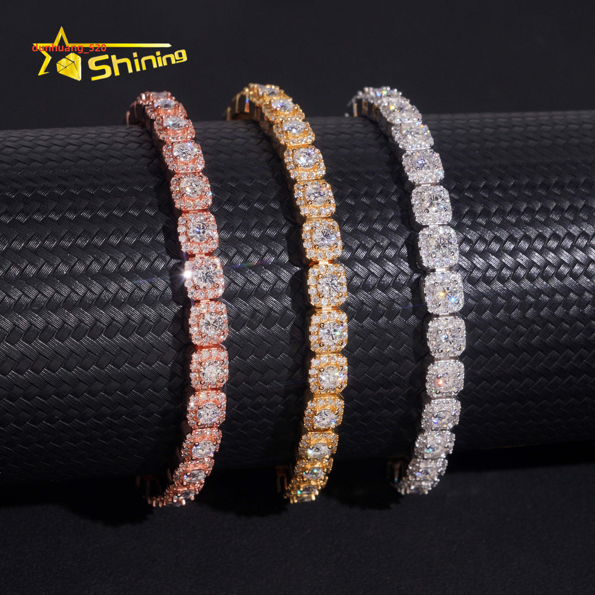 Fine Jewelry Iced Out 925 Sterling Silver VVS Moissanite Diamond Bracelet GRA Certificated Hip Hop Moissanite Tennis Bracelet