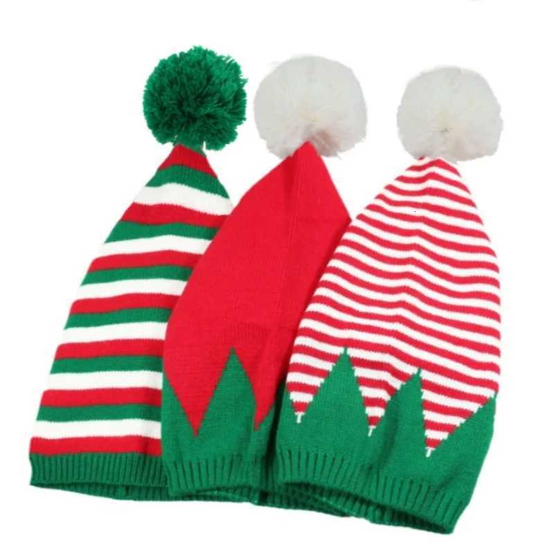 Adult Christmas Knit Hat Elf Santa Beanies Santa Red And Green Knit Crochet Hat Fancy Dress Accessory Xmas PartyW251027
