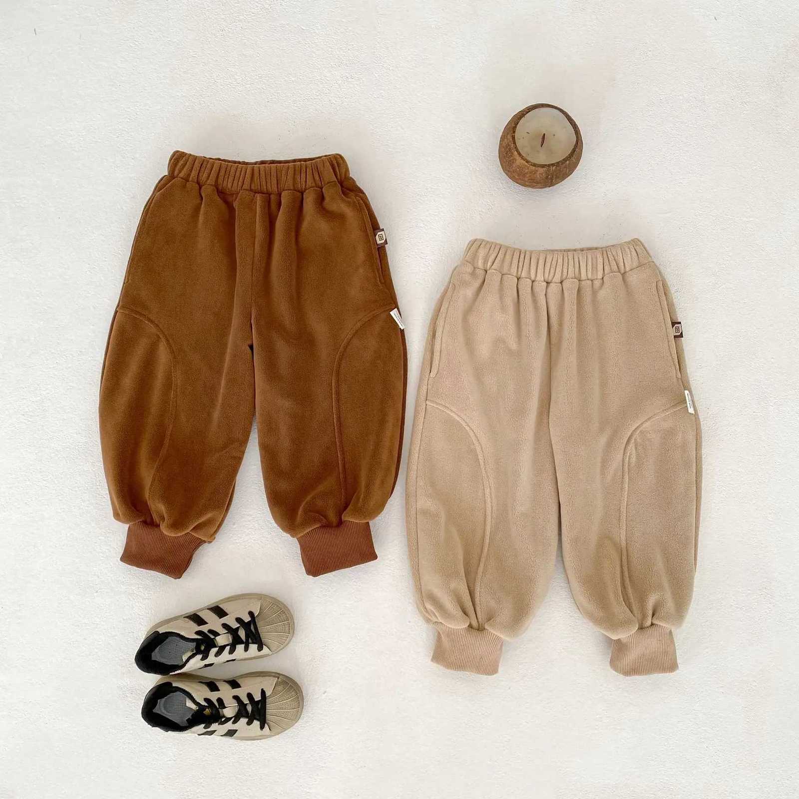 New autumn clothing for infants aged 36 stylish casual pants doublesided velvet casual pantsT251027