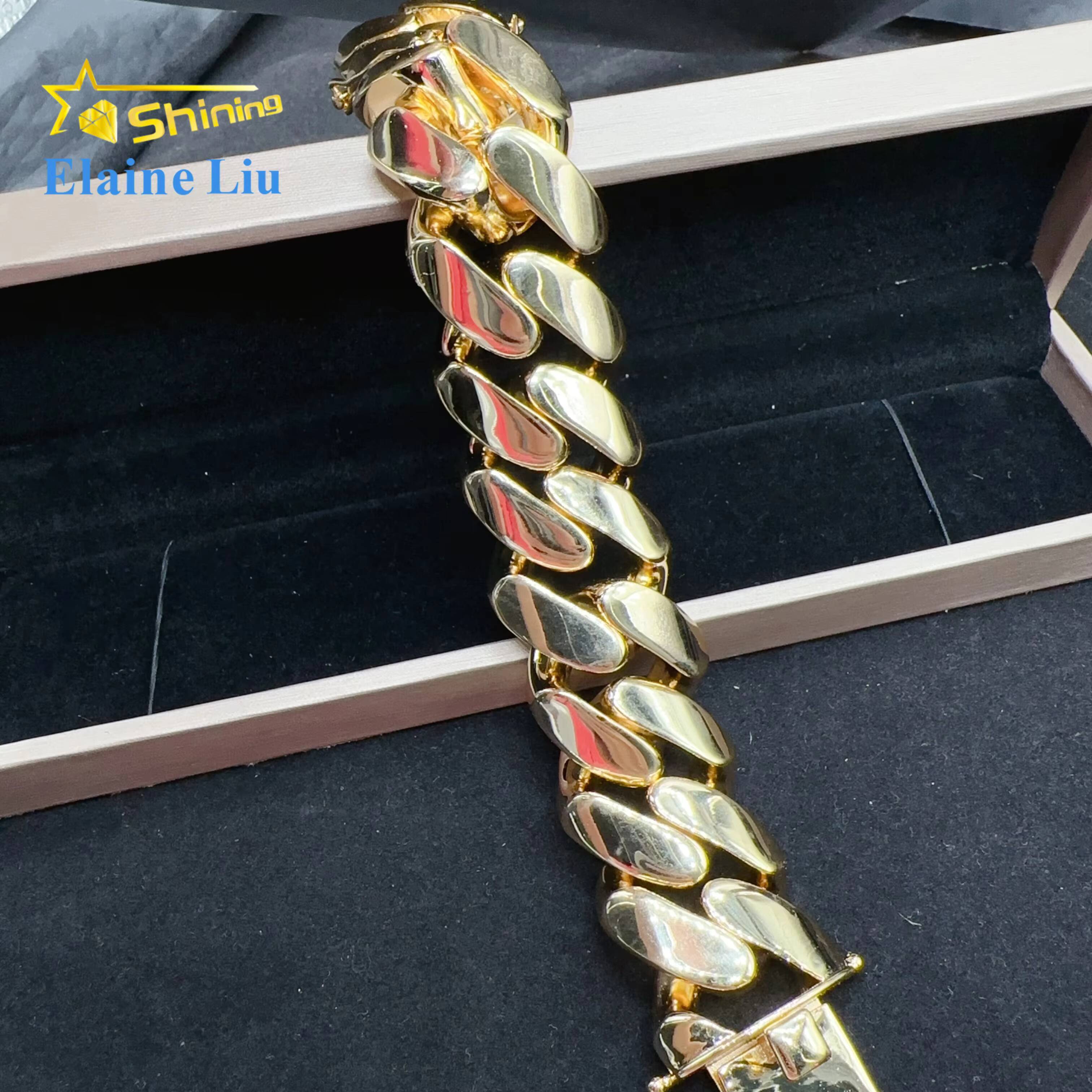 30MM Width Big Cuban Bracelet Hip Hop Jewelry Brass Real Gold Plated Cuban Link Chain Men Bracelet