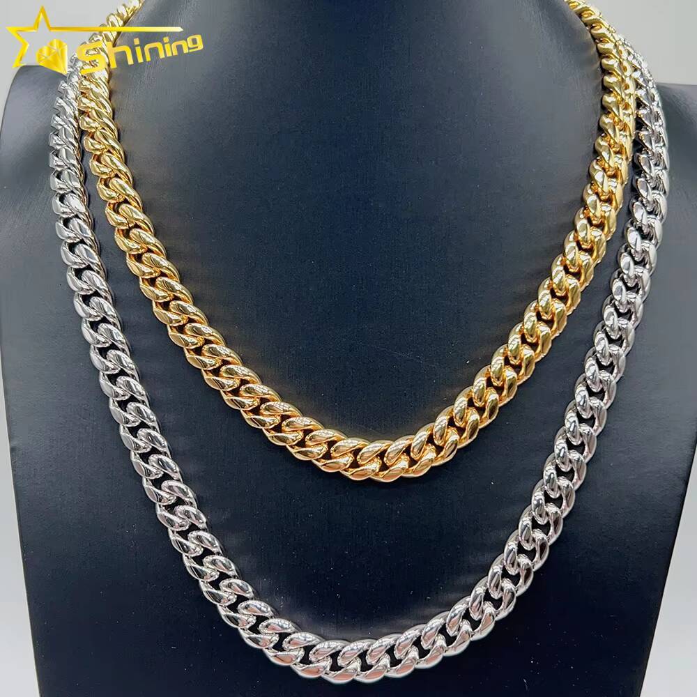 Hot Sale Miami Cuban Chain Stainless Steel Silver Moissanite Lock High Quality 10mm 12mm 14mm 18mm Cuban Necklace Bracelet