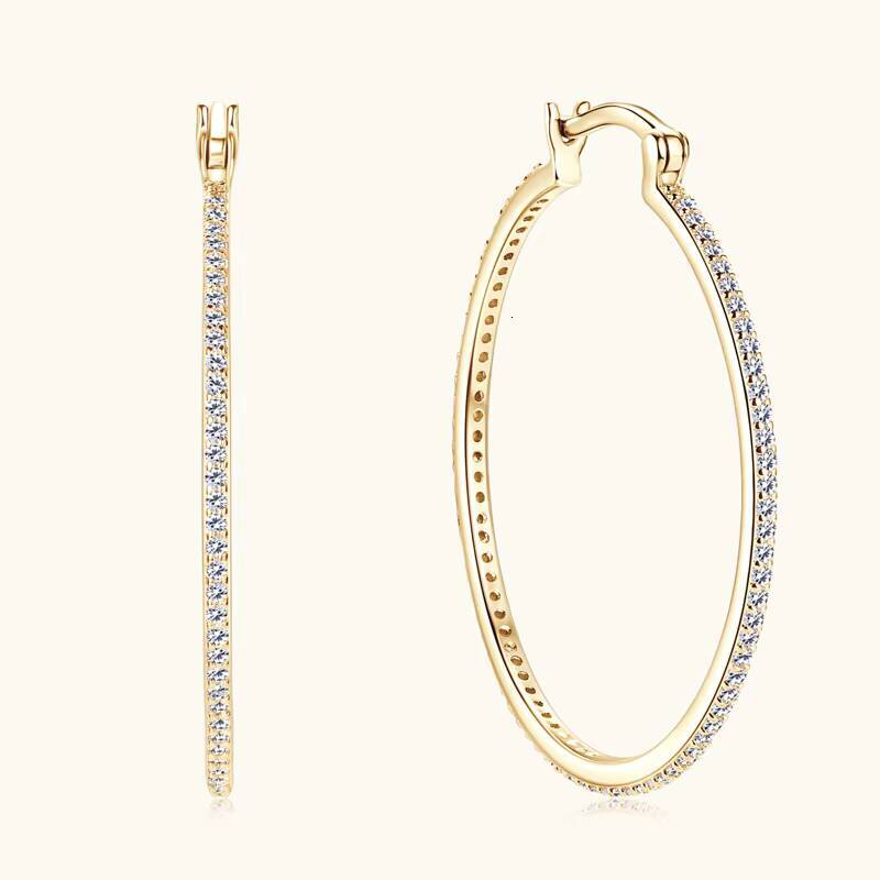 Wedding Valentine Jewelry Gifts 100 Moissanite Diamond Earrings 925 Sterling Silver 40mm Circle Big Hoop Earrings for Women