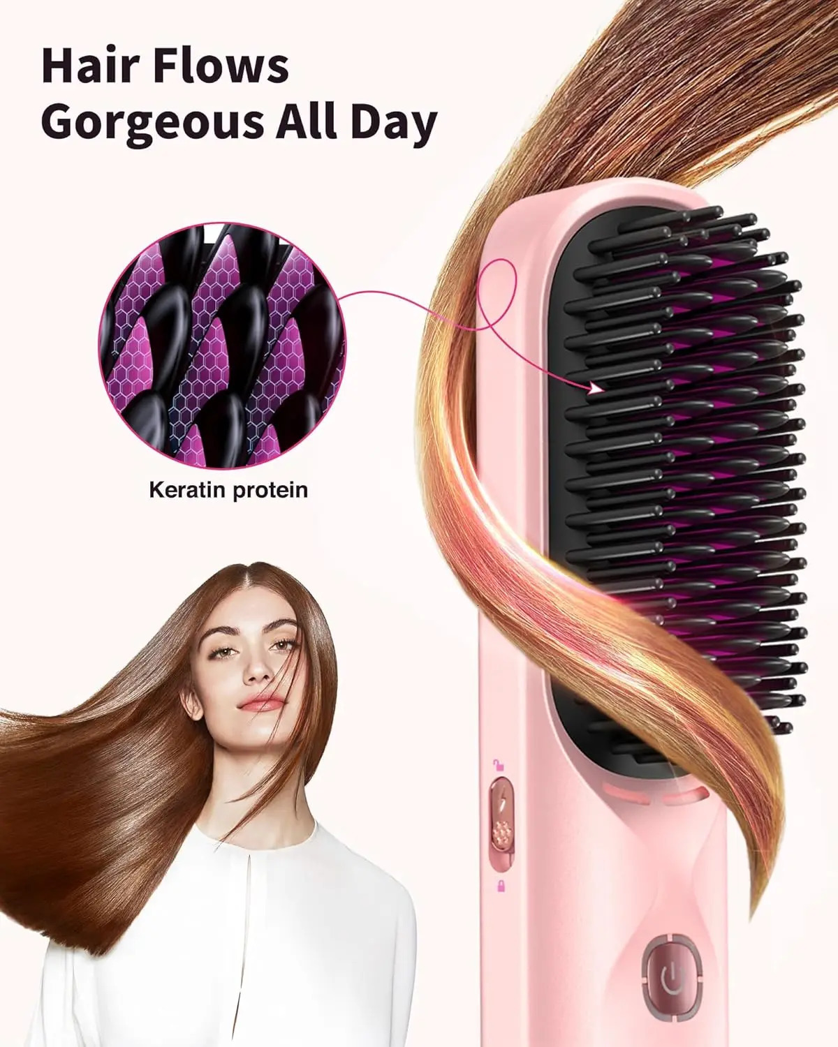 Cordless Hair Straightener Brush 450F Adjustable Temp 30s Fast Heating 10000mAh Travel Wireless Straightening Comb Adult Kids 251027