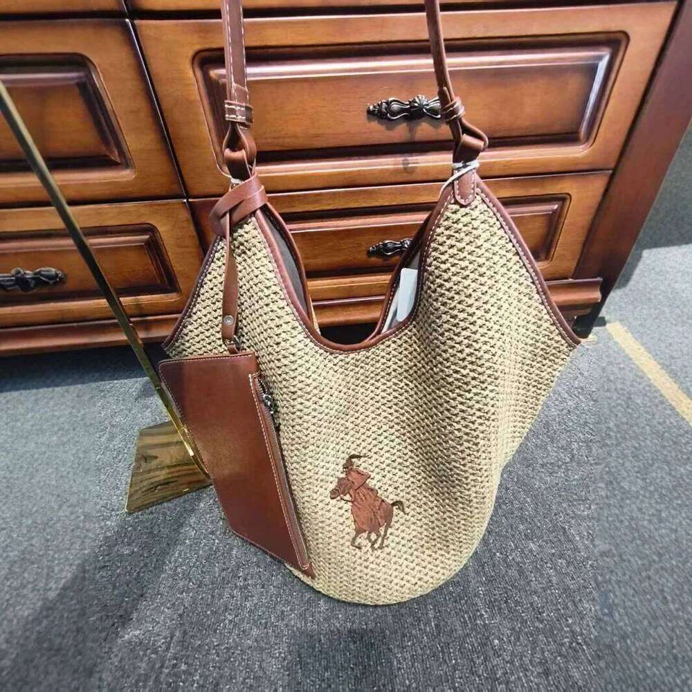 Lafayette New Style Versatile Woven Straw Handbag Ladies Single Shoulder Beach Tote Crossbody Bucket Bag Polyester Lining