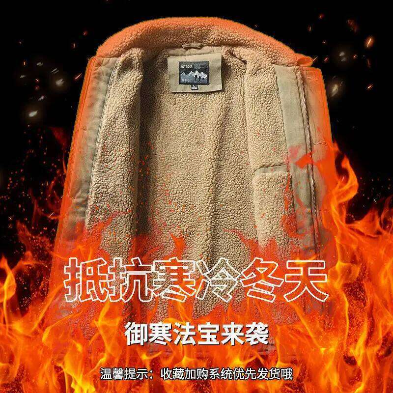 Windbreaker Parka Winter for Men Fleece Thicken Warm Corduroy Jackets Male Fashion Single Breasted Coats Thermal jackets