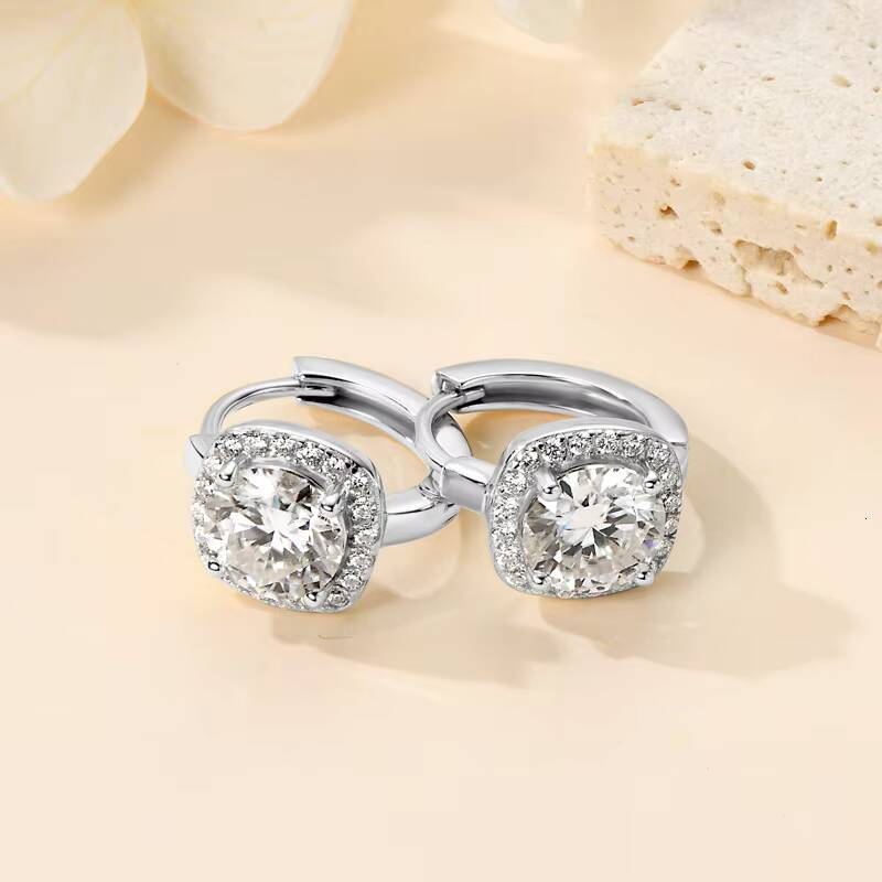 Sparkling Wedding Jewelry 925 Sterling Silver 65mm D112CT Luxury Halo Full Moissanite Diamond Hoop Earrings for Women Girls