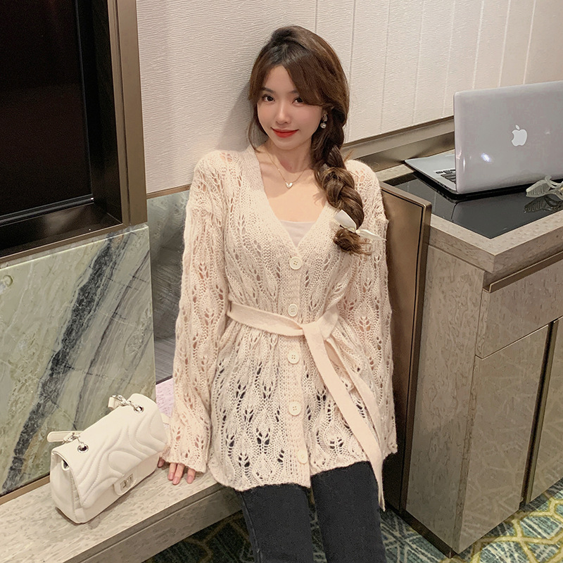 Designer's fashionable lightweight embossed mohair hollowed out women's jacket, lightweight and luxurious high-end thin knitted cardigan top