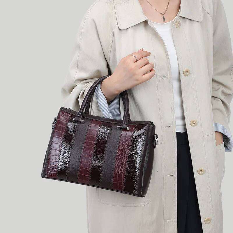 Fashion Striped PU Leather Women's Designer Brand Handbag Tote Bag Shoulder Bolsos Mujer Bags For Woman Sac De Luxe Femme