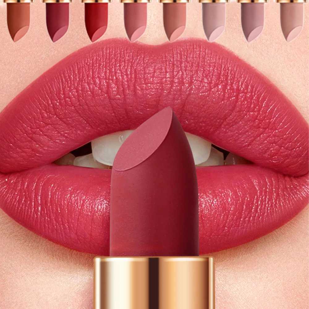 Pink Brown Velvety Creamy Lipstick Moisturizing Waterproof Lipgloss Intense Color NonDrying AllDay Comfort Luxury Cosmetics W251027