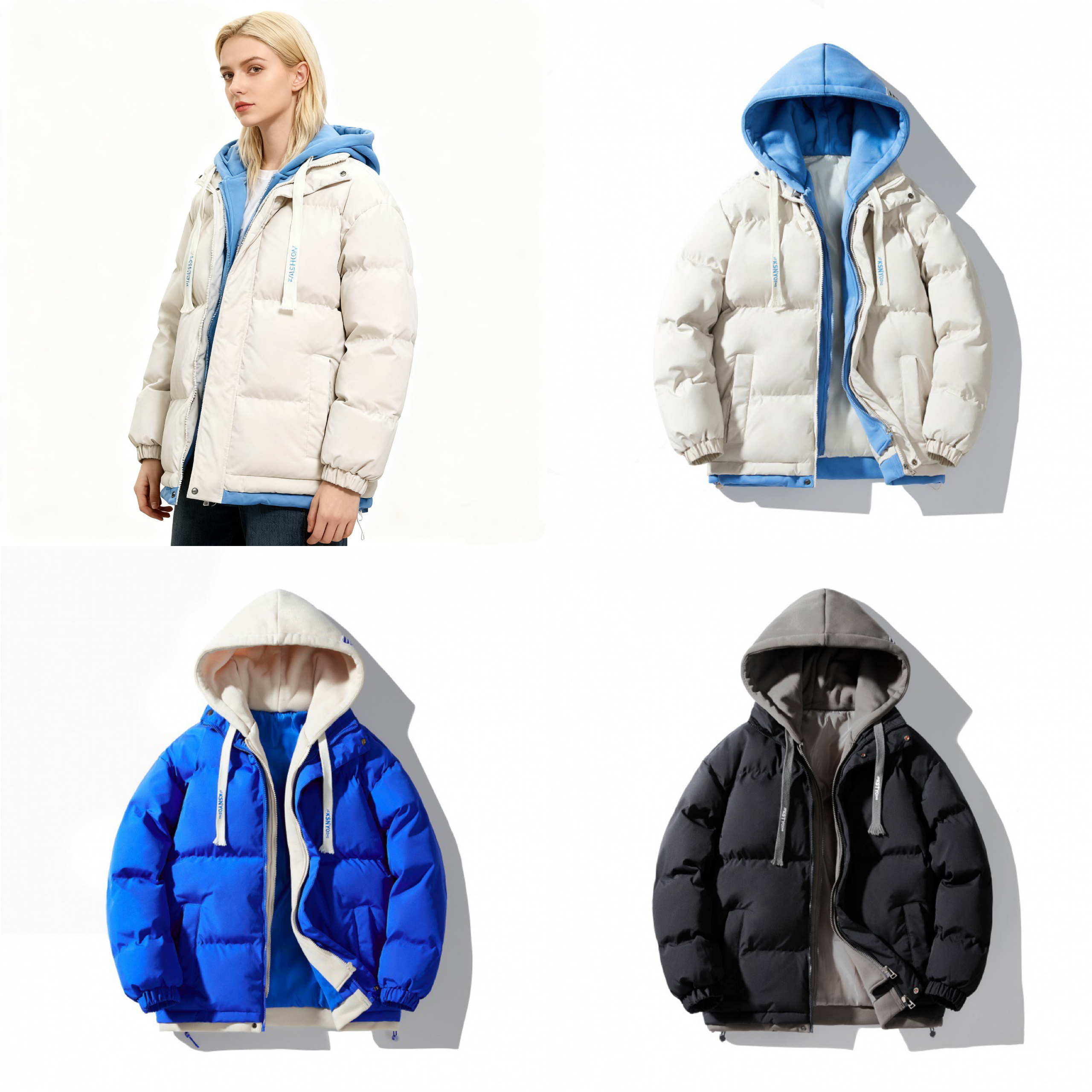 Men's Down & Parkas Couples Fashionable Warm-Up Coat Set | Contemporary Mens Down-Like Winter Vesture