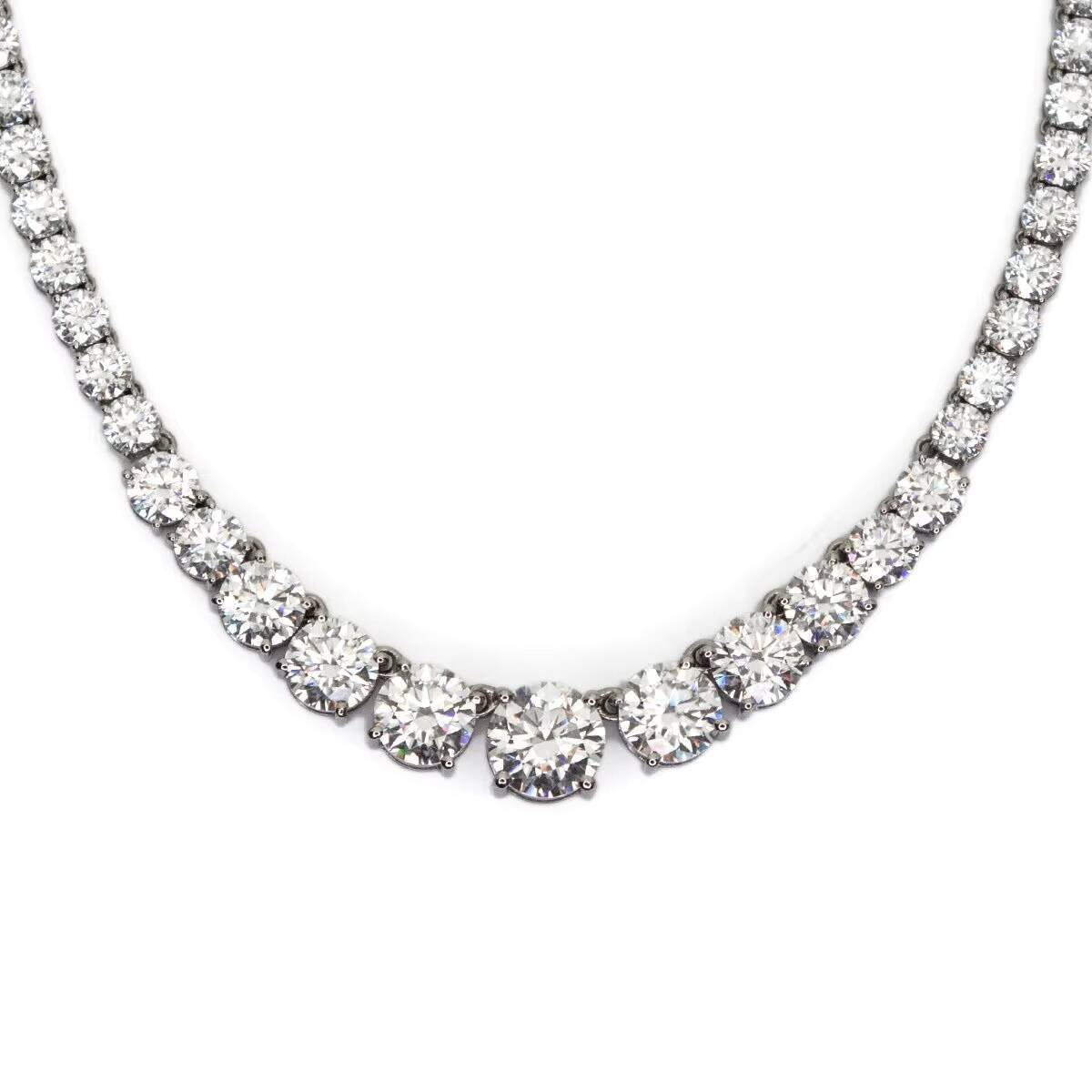 Fine Jewelry 10K White Gold Moissanite Diamond Tennis Necklace