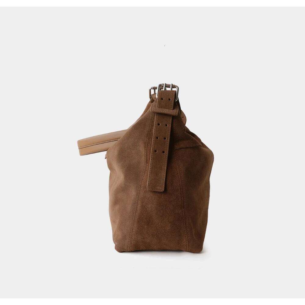 Designer Luxury New Hot Sale Simple Large Capacity Winter Travel Hobo Totes Camel Coffee Genuine Suede Leather Women Handbag