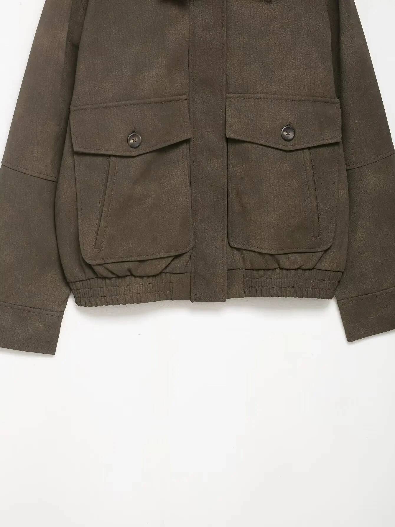 winter jacket women HHWinter Vintage Suede For Women Detachable Collar Lapel Pockets Long Sleeves Causal Outerwear Street Fashion Coats