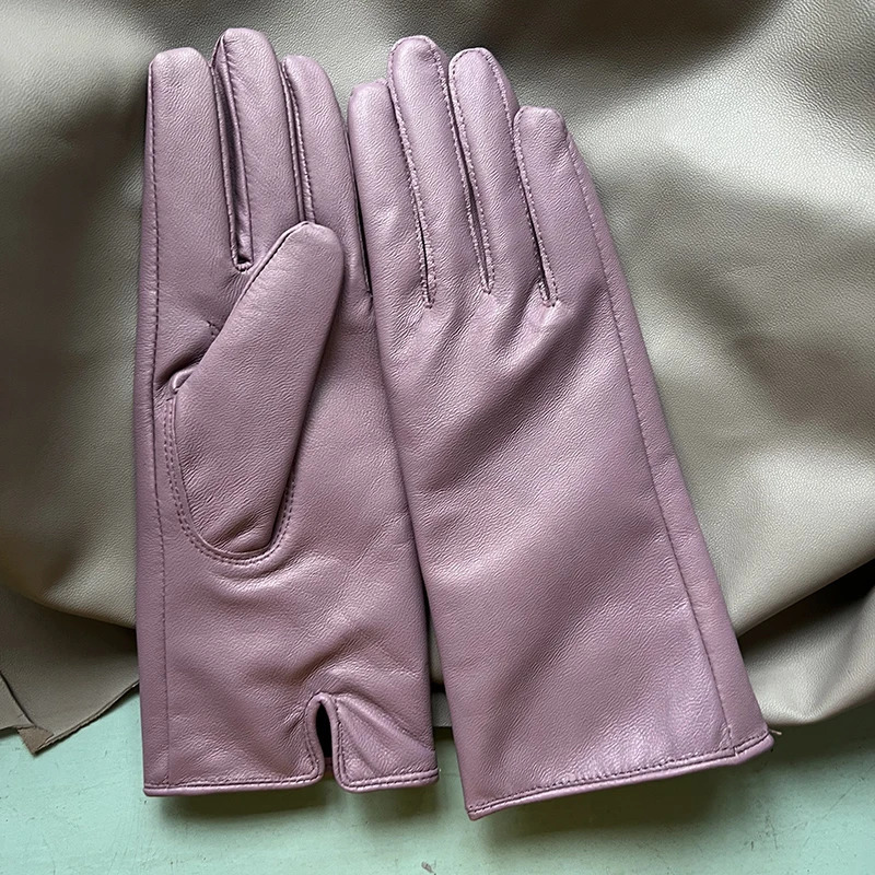 Genuine Leather Gloves 24cm Women Light Blue Thin Rayon Lining Straight Edition Style Men Pure Sheepskin Glove Color Driving 251021