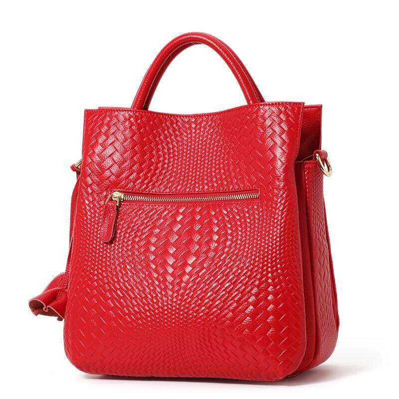 Aidrani Genuine Leather Fashion Women's Handbag Large Capacity Weaving Patterns 100% Soft Cowhide Bag