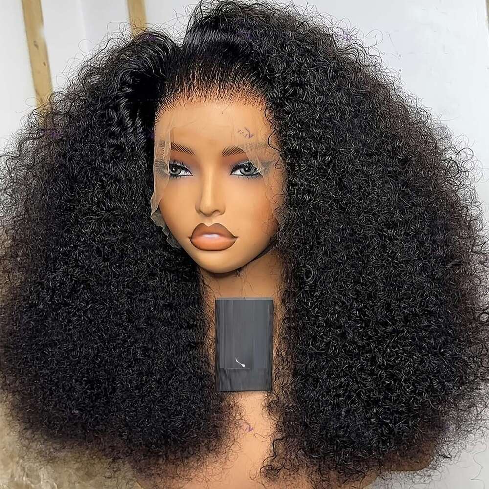 Soft Short 13X4 Lace Front Wig 16Inch180density Black Afro Kinky Curly Preplucked Glueless Synthetic Side/Middle Part - Elegant Unisex For Men & Women