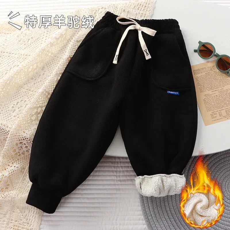 26Y New Boys Winter Thick Sweatpants for Girls Casual Pants Boy Student Loose Sports Pants Baby Pockets Kids TrousersT251027