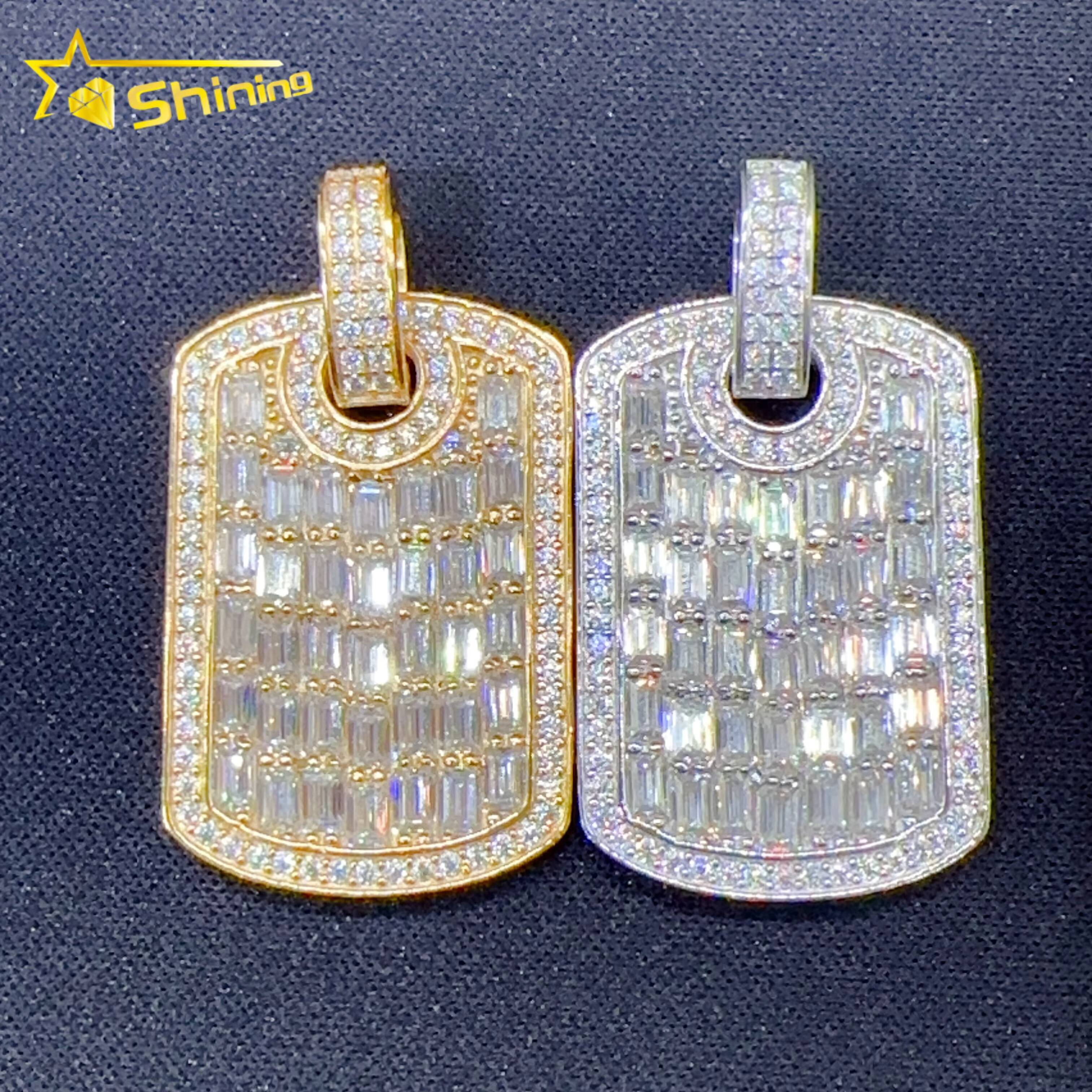 Hot Sell Iced Out Dog Tag Pendant 925 Silver Lab Diamond Jewelry Men Women Hip Hop GRA Certified Moissanite Necklace Pendant
