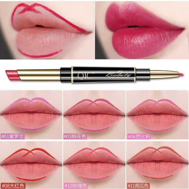 QIC Chinicai Double Ended Lipstick Pen Waterproof NonMakeup Holding Makeup ColorRendering 2in Thin Tube Lipstick Lip Liner W251027