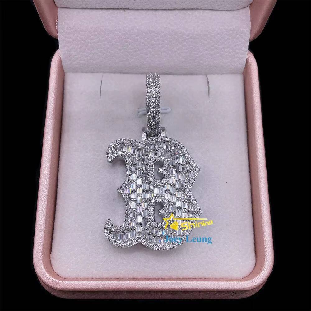 GRA Certificate 925 Sterling Silver VVS Diamond Mossinate Iced Out Jewelry Initial Letter Custom Moissanite Pendant Hip Hop